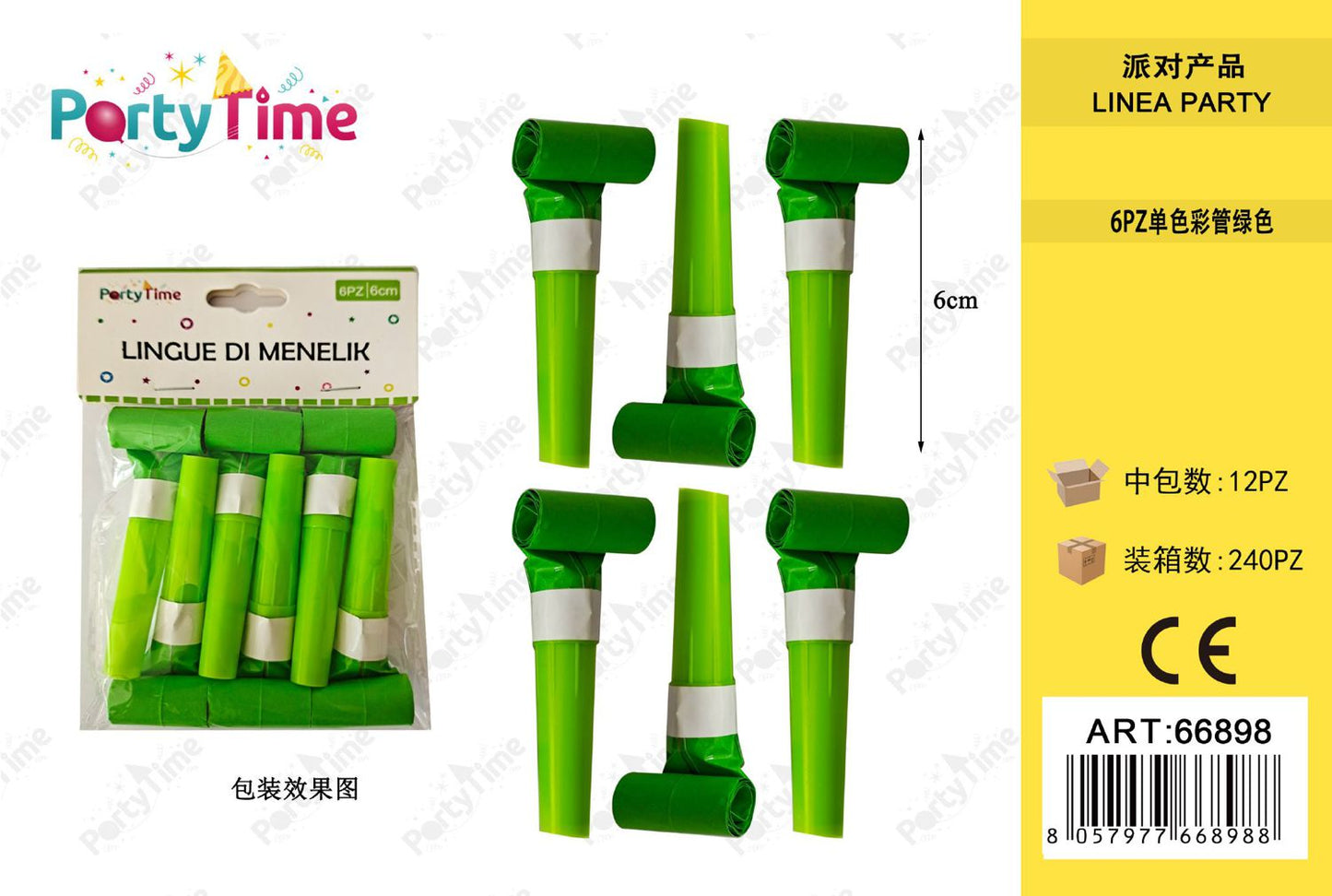 *LINGUE DI MENELIK 6PC 6CM VERDE