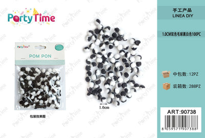 *POM PON BICLORE 1CM 100PZ