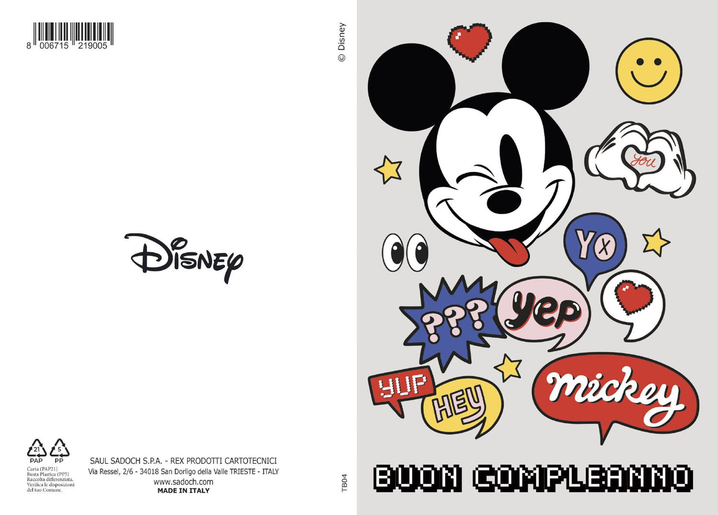 BIGLIETTO DISNEY MICKEY METAL C/GLITTER