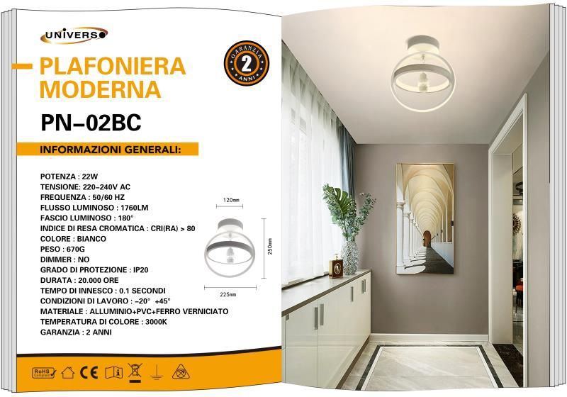 LAMPADARIO DA SOFFITTO/22W/3000K