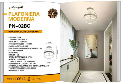 LAMPADARIO DA SOFFITTO/22W/3000K