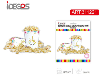 CONTENITORI IN CARTA PER POPCORN UNICORNO