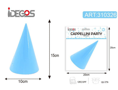 ACCESSORI FESTA CAPPELLO CARTA 210G 6PZ 10*16CM AZZURRO