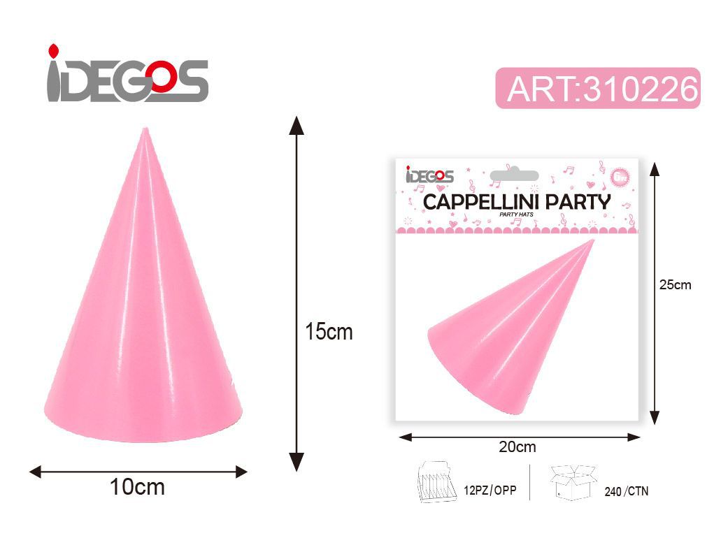 ACCESSORI FESTA CAPPELLO CARTA 210G 6PZ ROSA