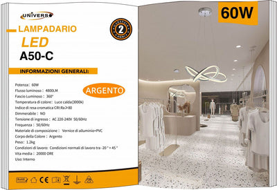 LAMPADARIO DA SOFFITTO/60W 3000K