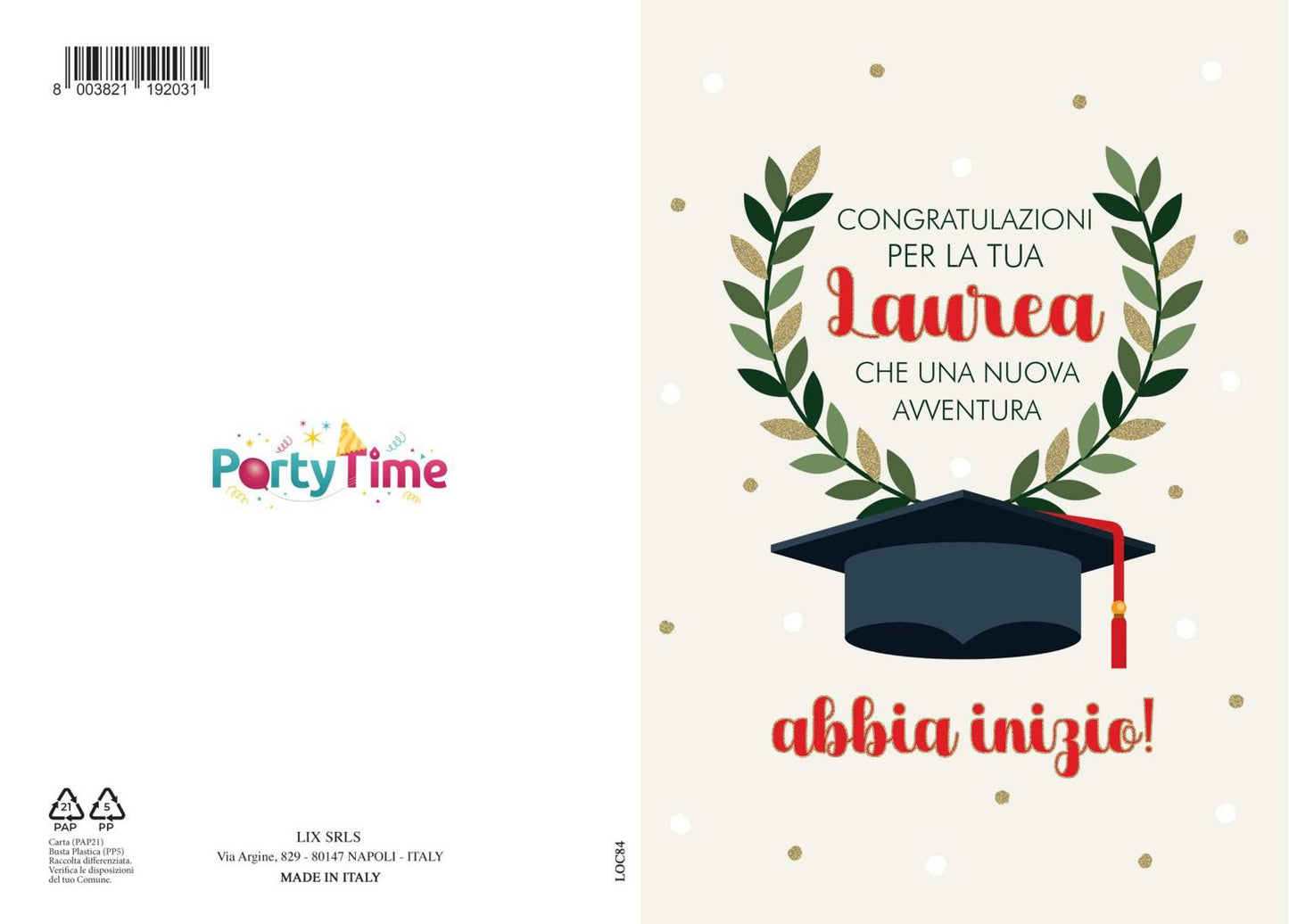 BIGLIETTO LAUREA C/FOIL ORO