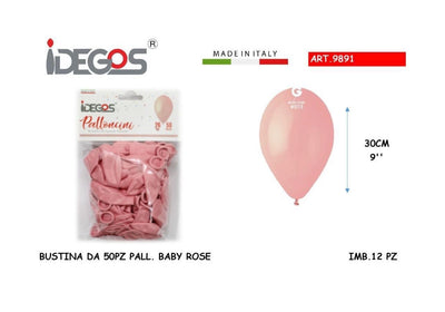 BUSTA DA 50 PALLONCINI ROSA BABY