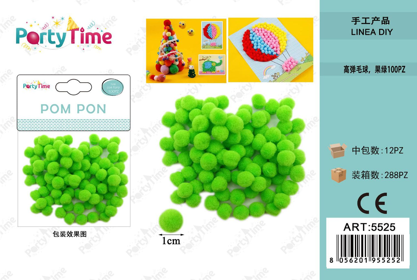 *POM PON 1CM 100PZ VERDE