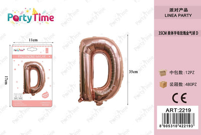 *35CM PALLONCINO ALLUMINIO ORO ROSA D