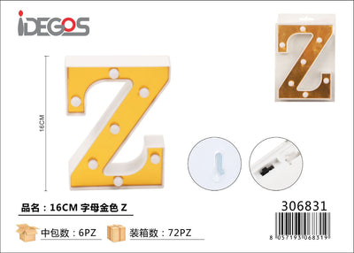 LETTERE CON LUCI LED Z 16CM ORO