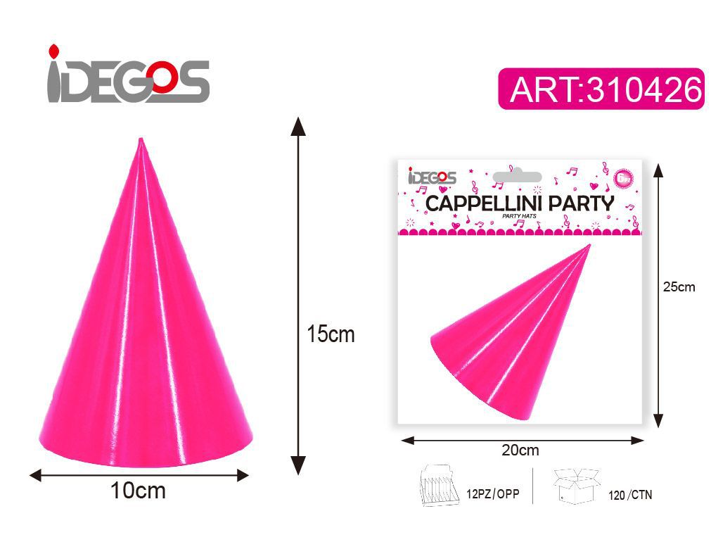 ACCESSORI FESTA CAPPELLO CARTA 210G 6PZ 10*16CM MAGENTA PELLICOLA