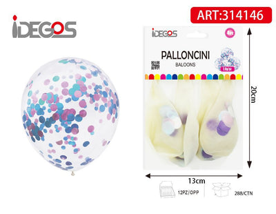 PALLONCINI CORIANDOLI ROSA E CELESTE 4PZ