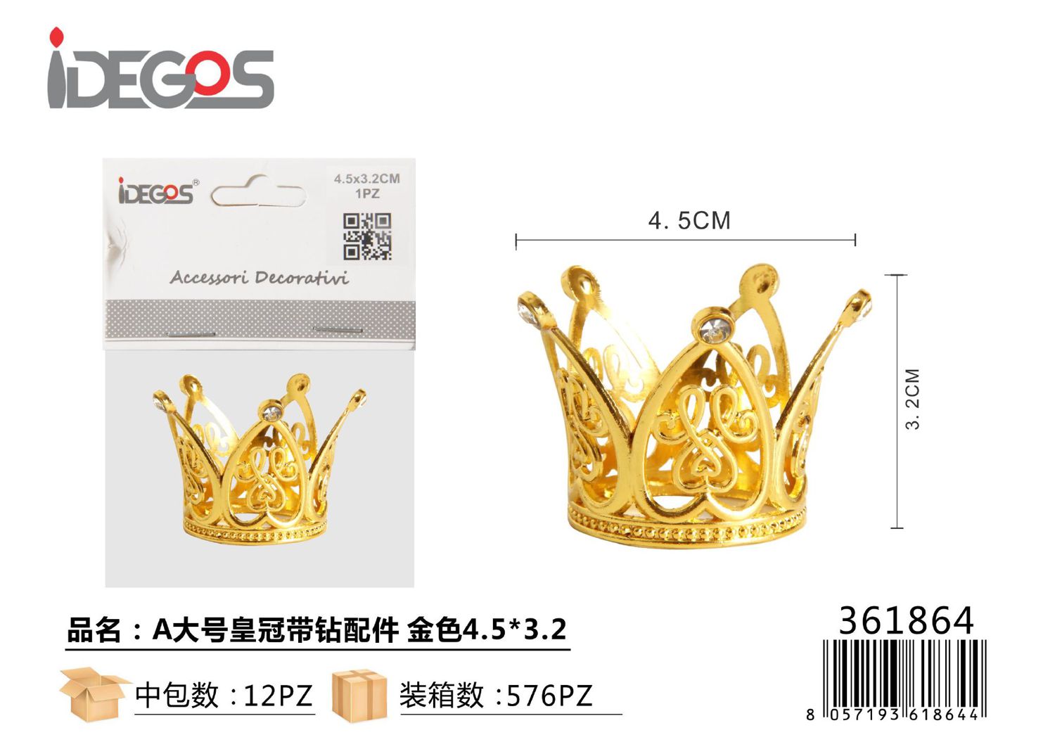 ACC/DECORATIVI A CORONA ORO STRASS