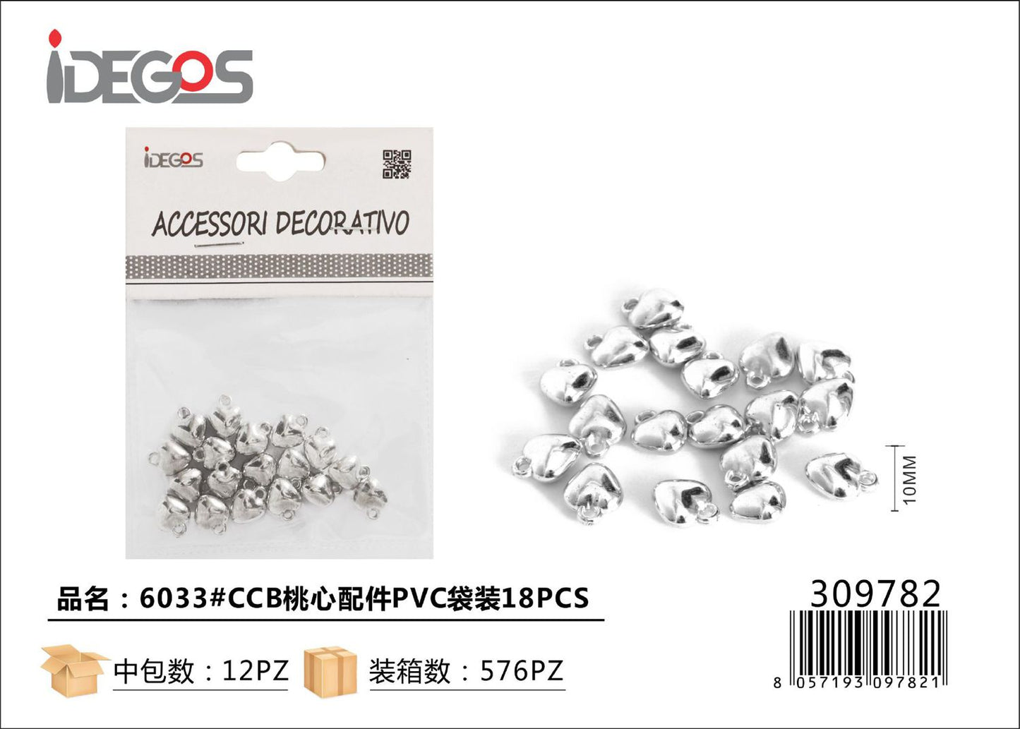 ACC/DECORATIVI CUORICINI ARGENTO