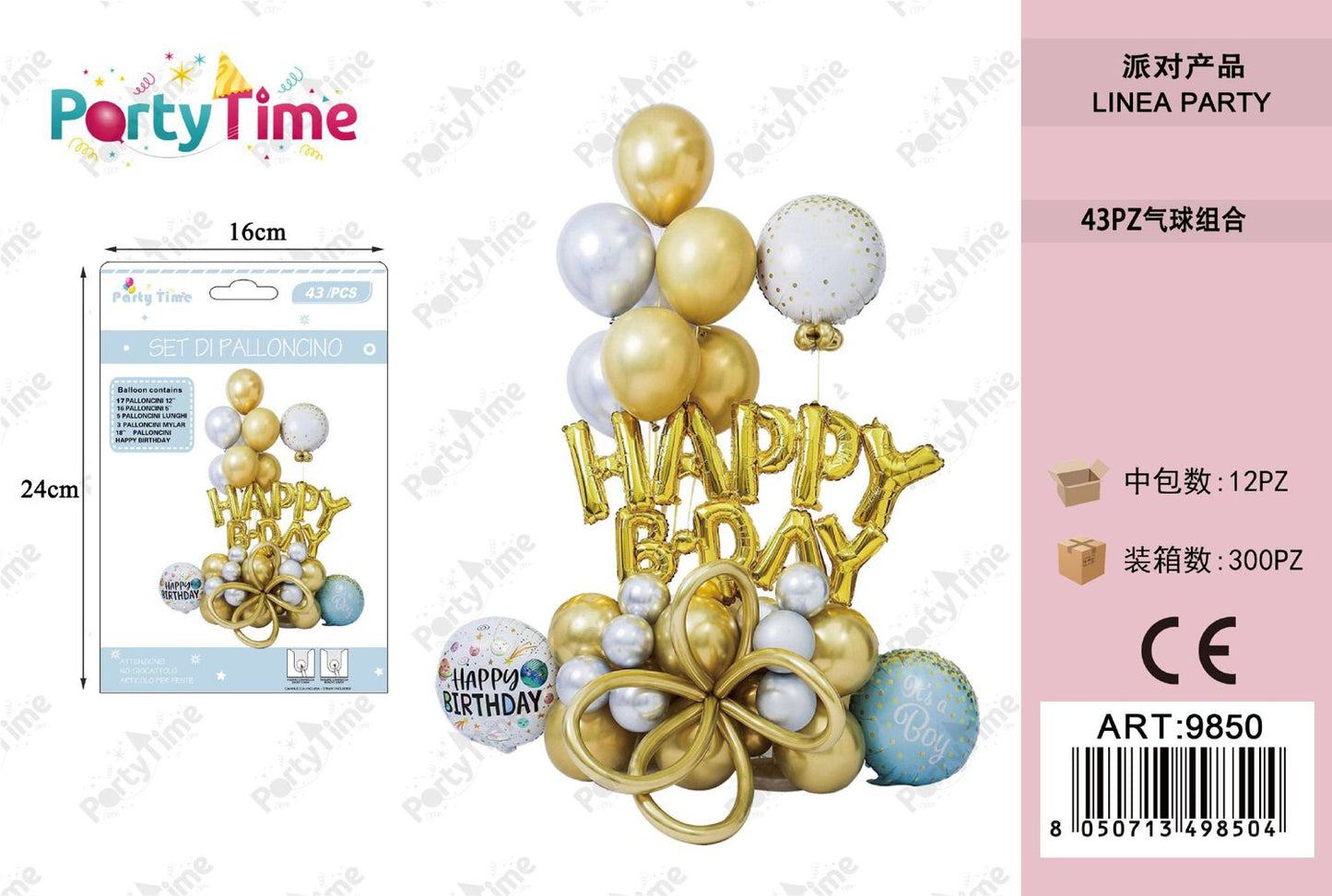 *set di palloncino 'happy b.day' oro