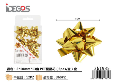 FIOCCO DA REGALO STELLE PET 2*10MM*13 6PZ