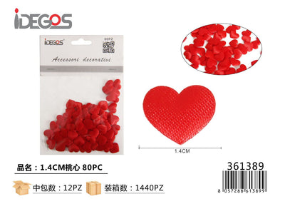 ACC/DECORATIVI A CUORICINI ROSSO 1.4CM 80PZ