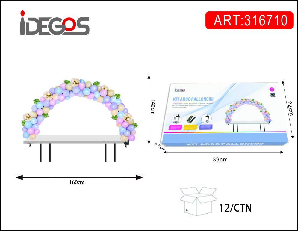 KIT ARCO PALLONCINI COLORATI IN PASTELLO