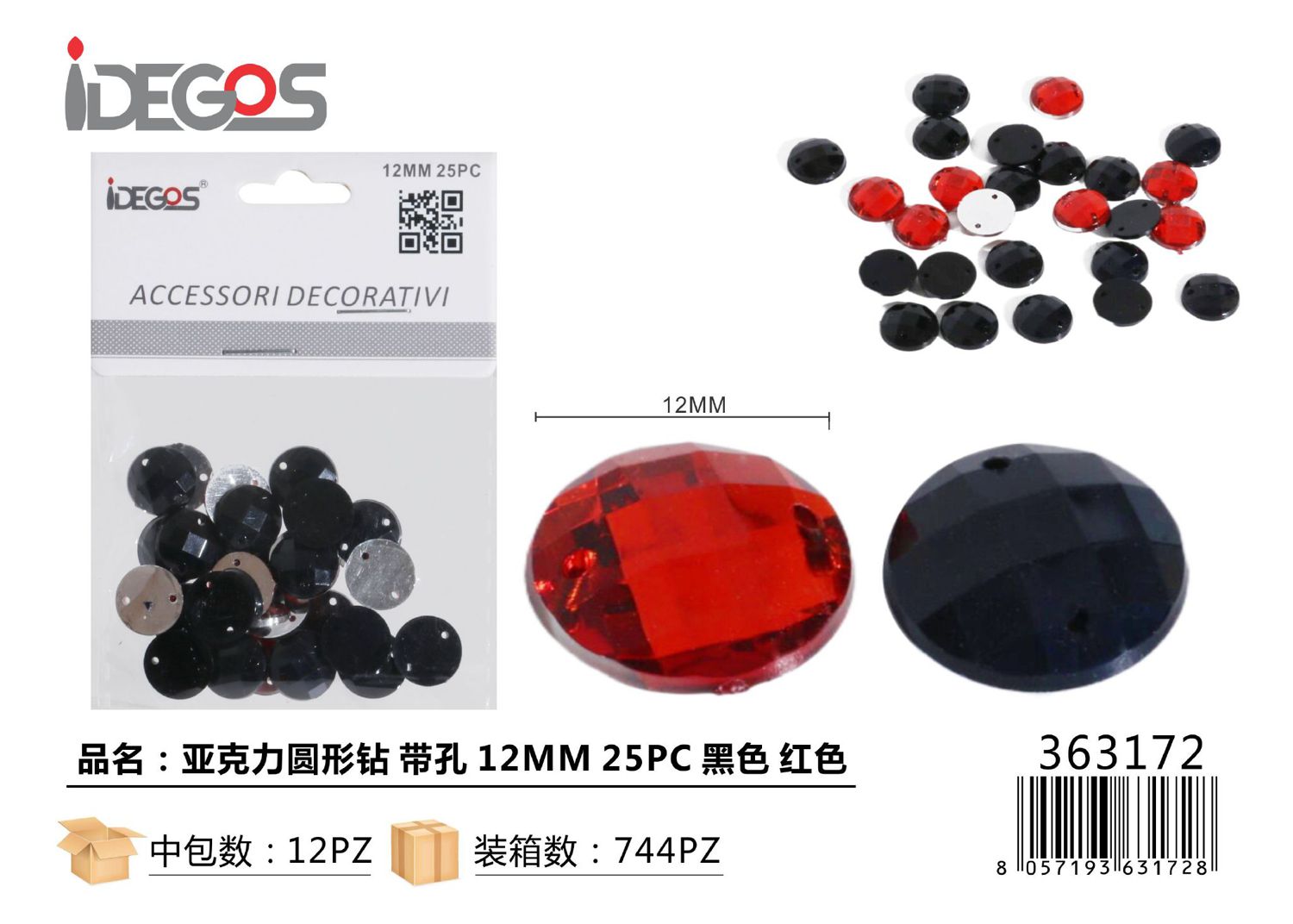 ACC/DECORATIVI CRISTALI ROSSO NERO