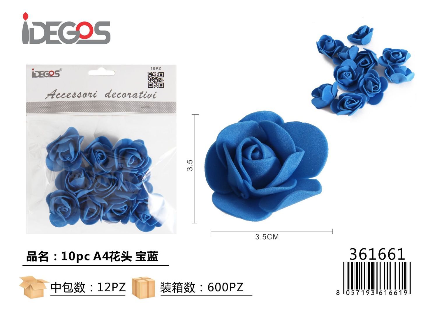 FIORI ROSE BLU REALE 10PZ