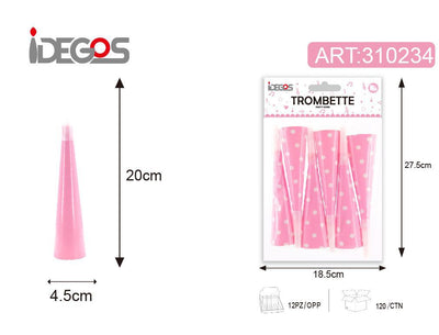 ACCESSORI FESTA TROMBETTA CANNUCCIA PLASTICA 210G 6PZ ROSA