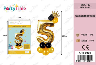 *SET PALLONCINO CORONA ORO NUMERO 5