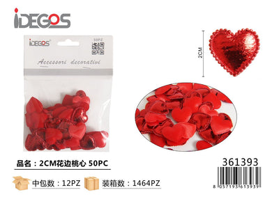 ACC/DECORATIVI A CUORICINI ROSSO 2CM 50PZ