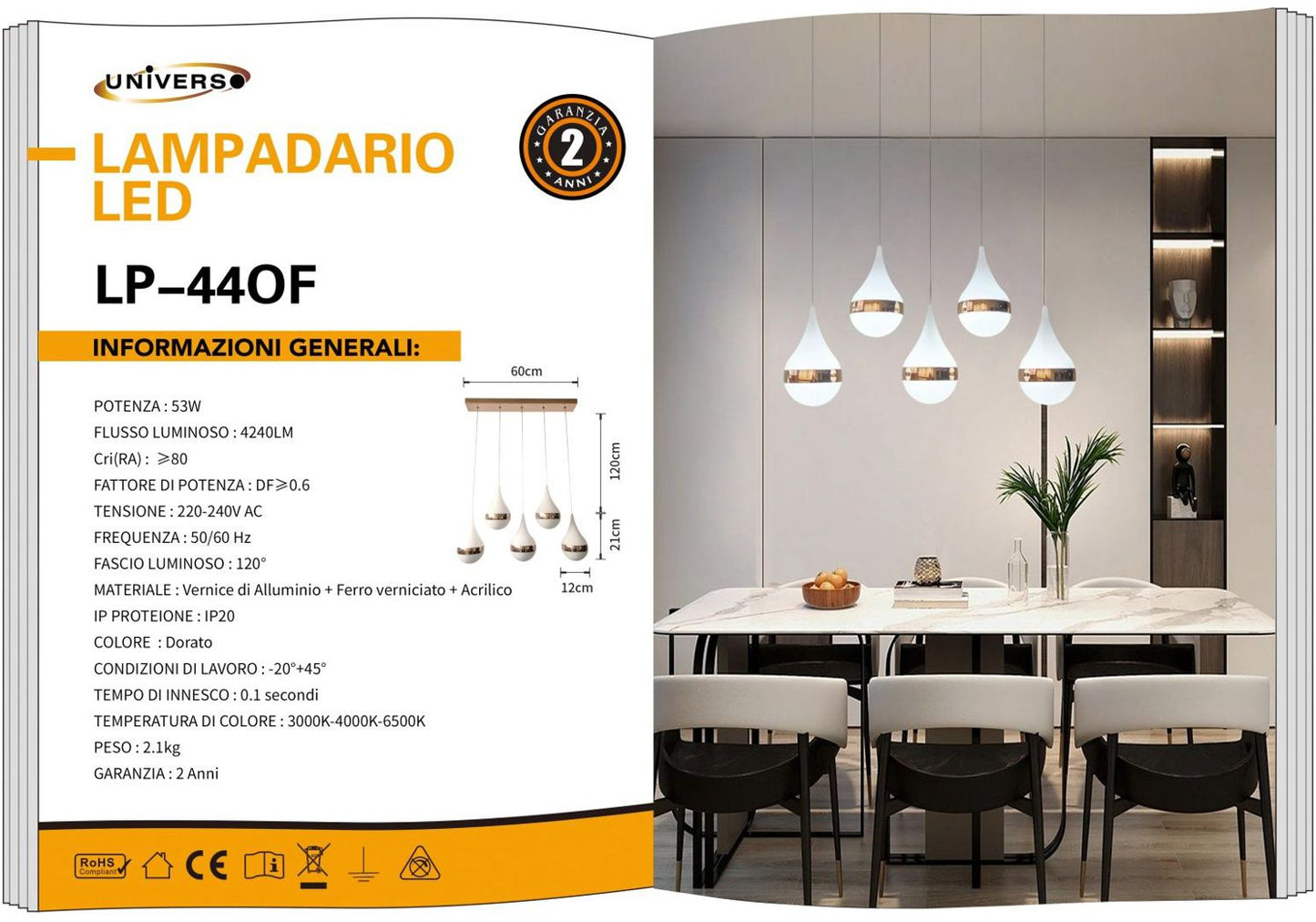 LAMPADARIO DA SOFFITTO/53W/6500K