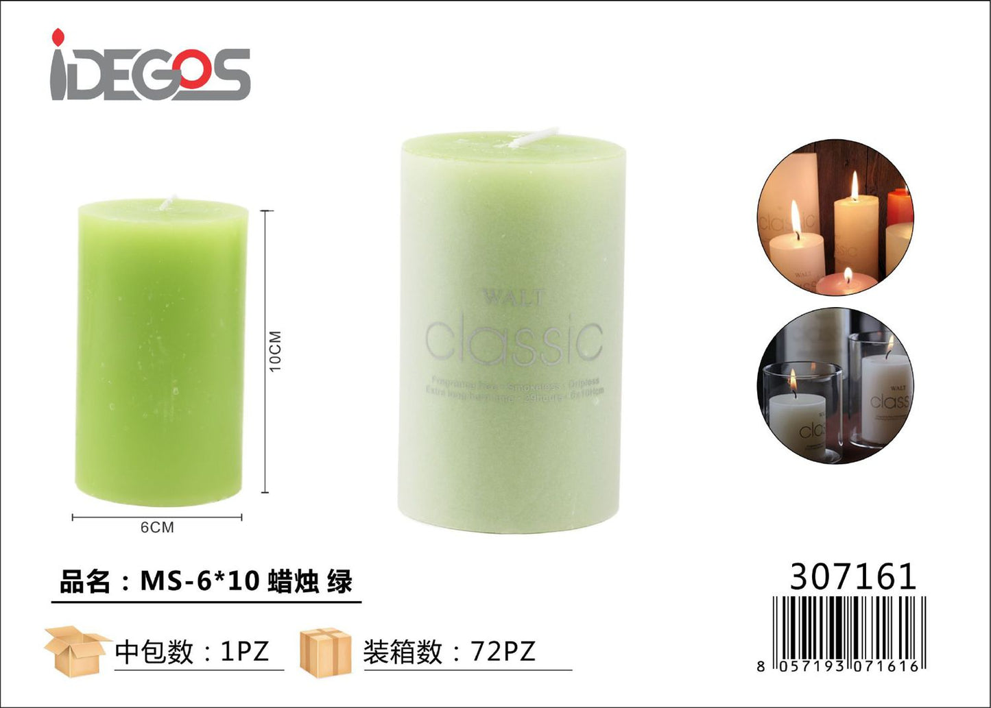 CANDELE 6*10CM VERDE