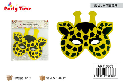 *MASCHERA PARTY GIRAFFA 6PCS