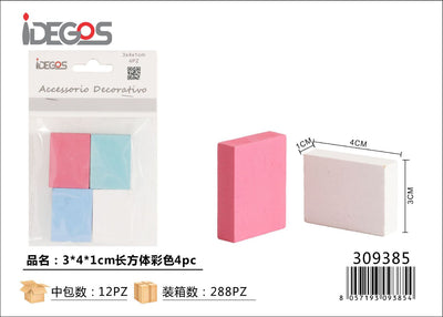 CUBETTI RETTANGOLARE IN LEGNO COLORATI 4PC 3*4*1CM