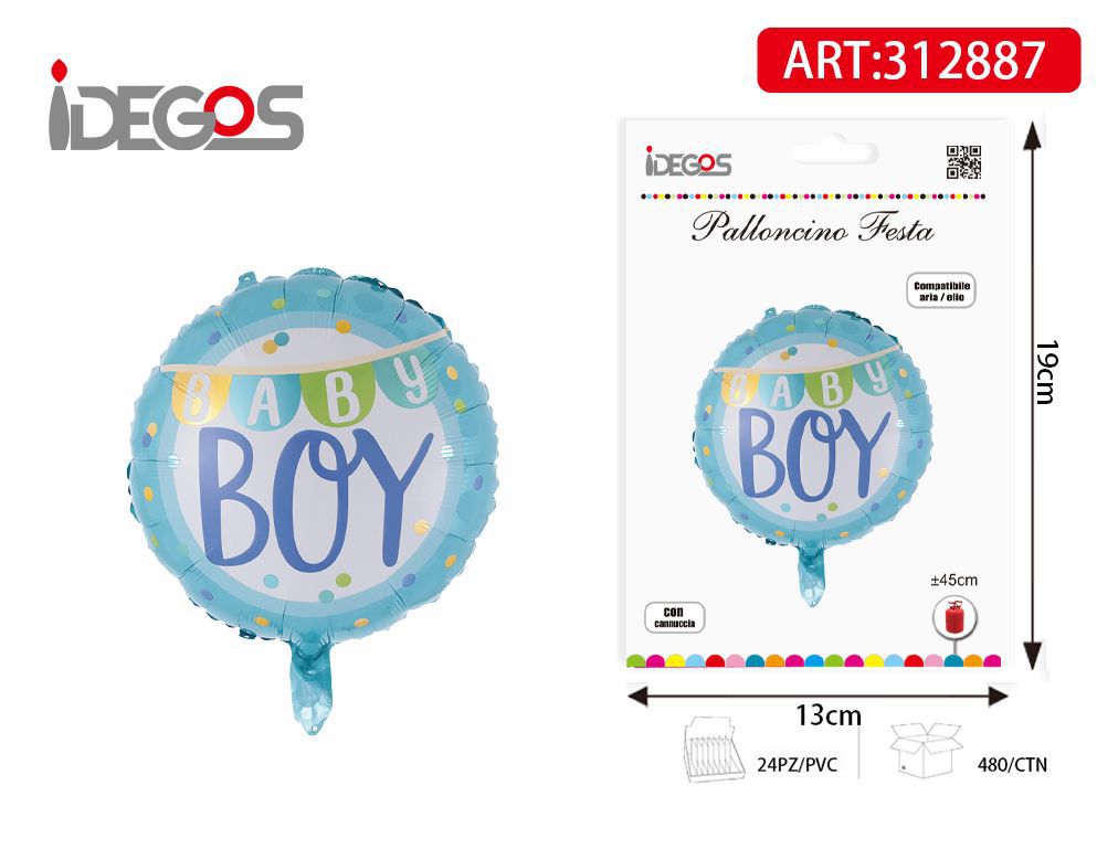 PALLONCINO IN ALLUMINIO BOY CELESTE