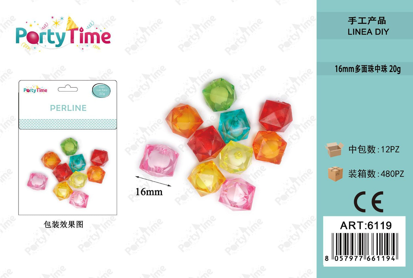 *PERLINE COLORE MISTO 16mm