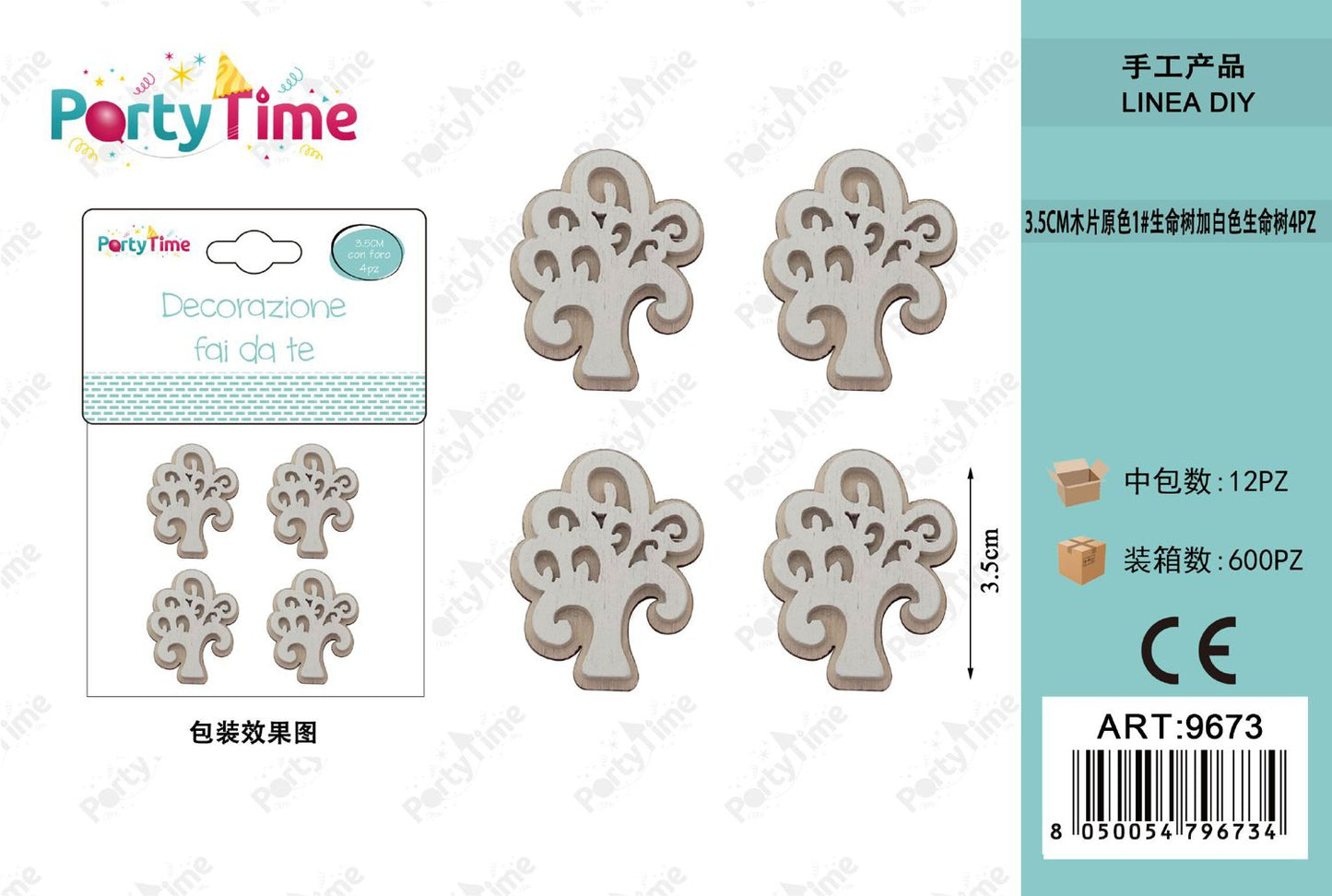 *3.5CM DECORAZIONE ALBERO 4PZ BIANCA