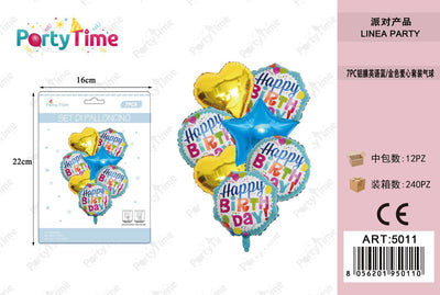 *set di palloncini 'happy birthday' blu e oro