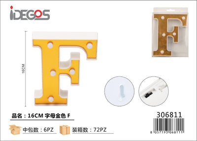 LETTERE CON LUCI LED F 16CM ORO