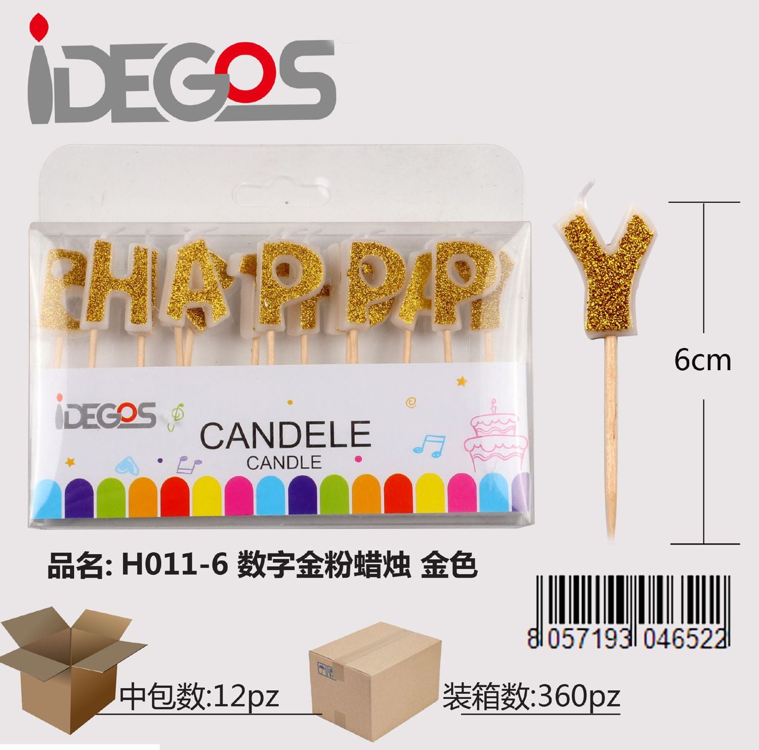 CANDELINE HAPPY BIRTHDAY ORO GLITTER