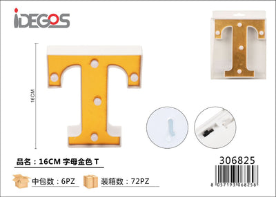 LETTERE CON LUCI LED T 16CM ORO