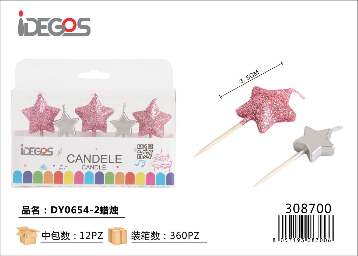 CANDELE STELLE ROSA ARGENTO