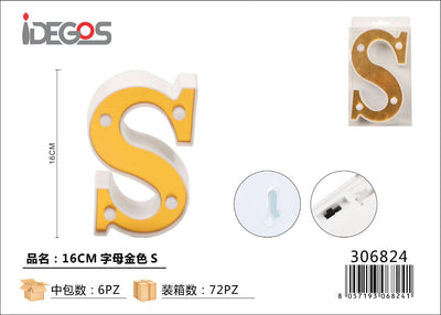 LETTERE CON LUCI LED S 16CM ORO