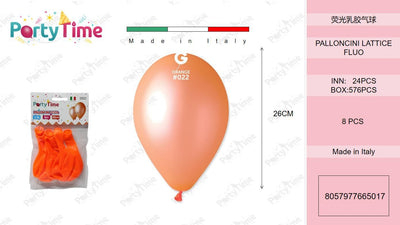 *palloncini gomma fluo 6pz arancio