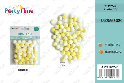 *POM PON BICLORE 1.5CM 60pz