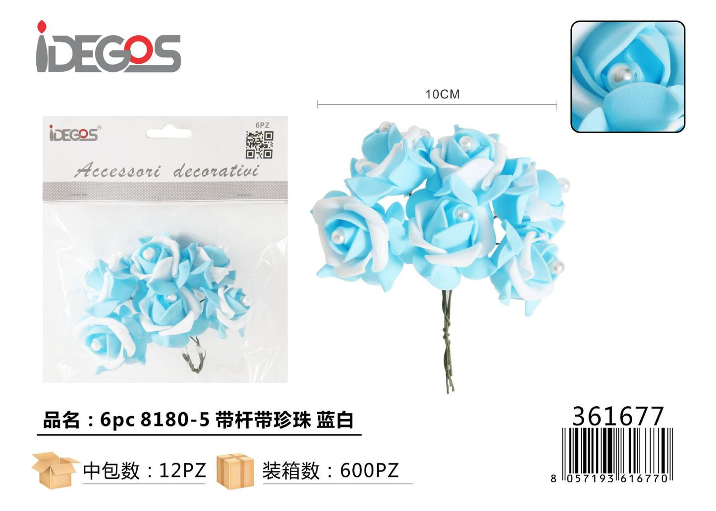 FIORI ROSE EVA B COLORE CELESTE 6PZ