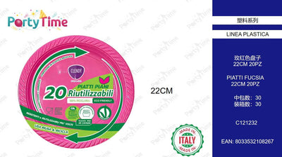 C121232 PIATTI PIANI RIUTILIZZABILI 20PZ FUCSIA