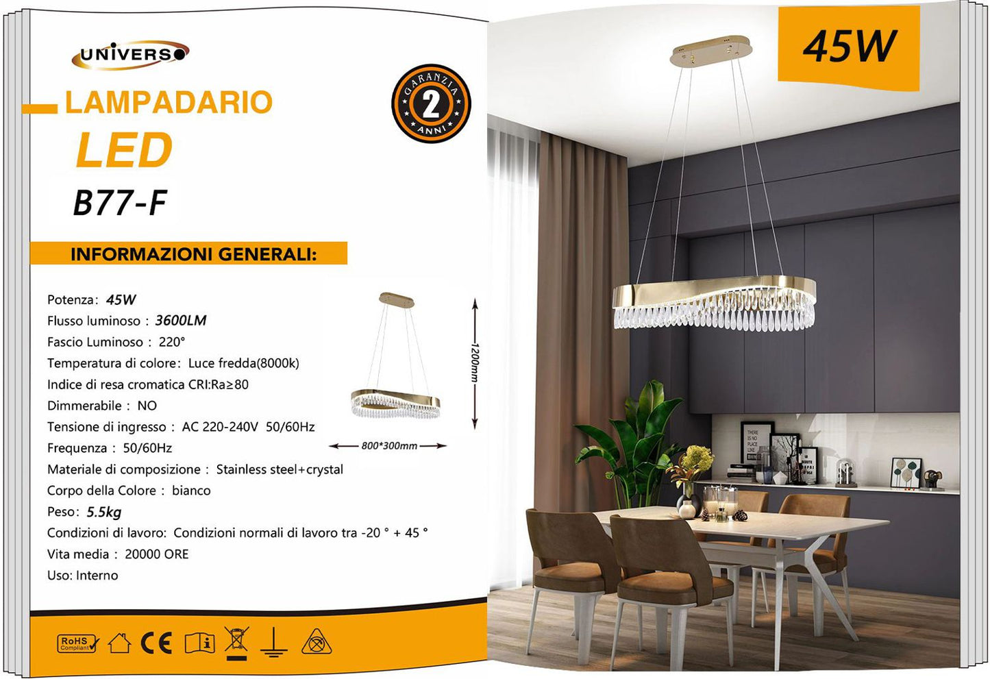 LAMPADARIO DA SOFFITTO/LED/45W