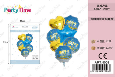 *set di palloncini 'happy birthday' oro e azzuro