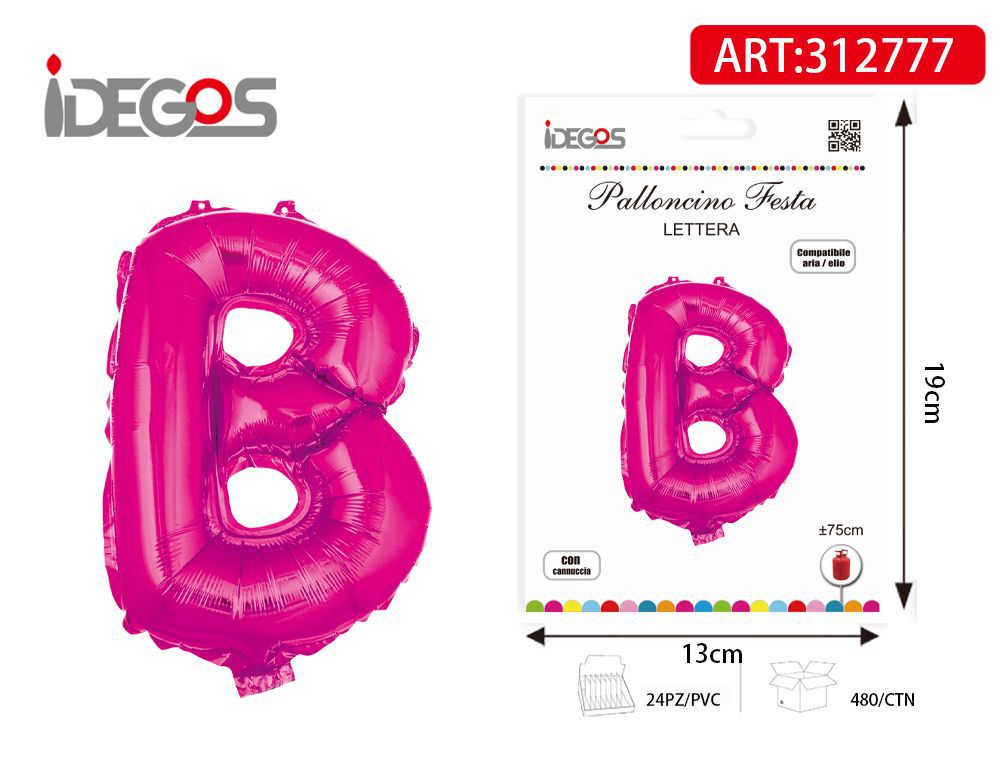 PALLONCINO 75CM ROSA LETTERE B