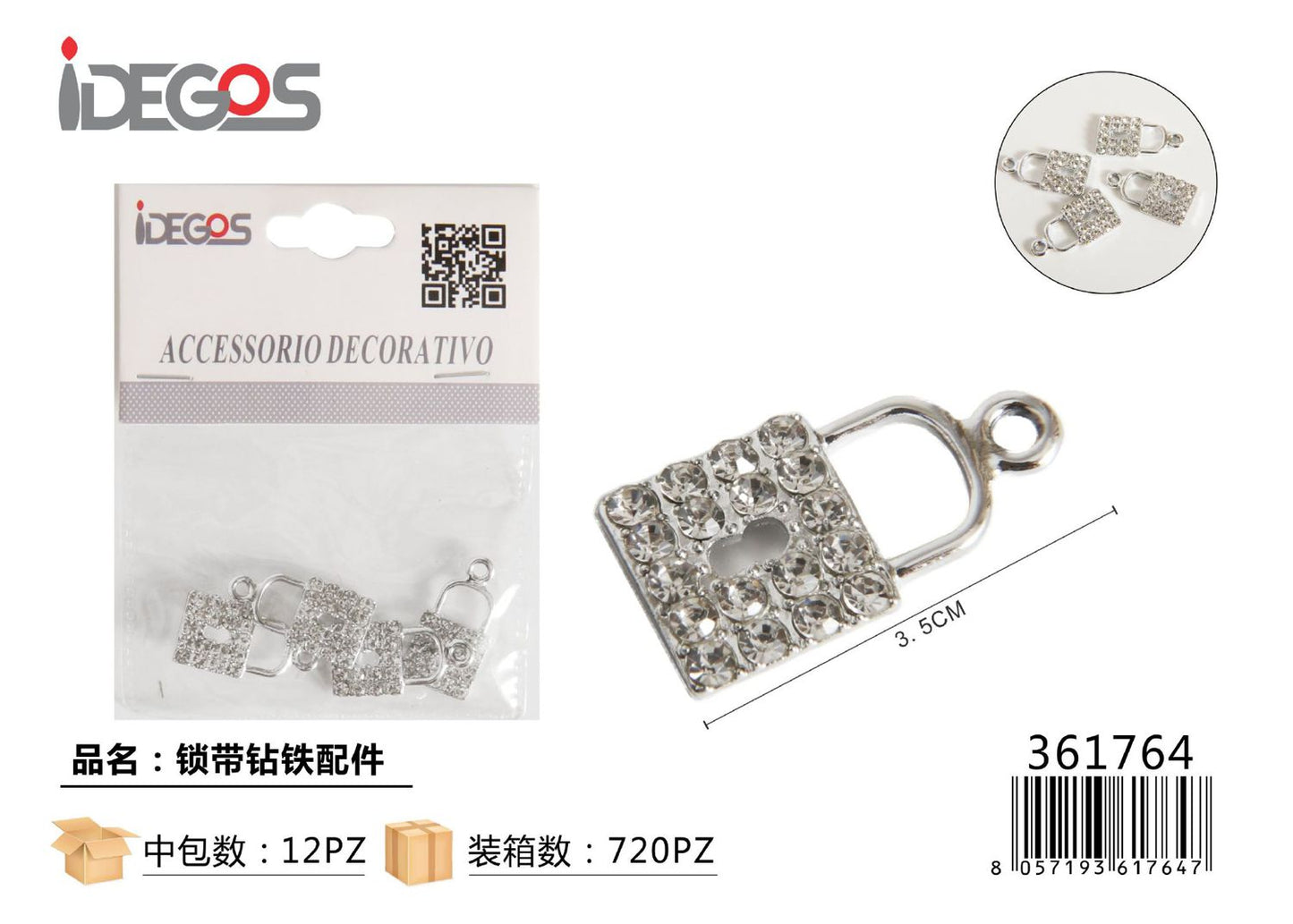 ACC/DECORATIVI LUCCHETTO STRASS