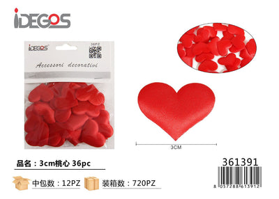 ACC/DECORATIVI A CUORICINI ROSSO 3CM 36PZ