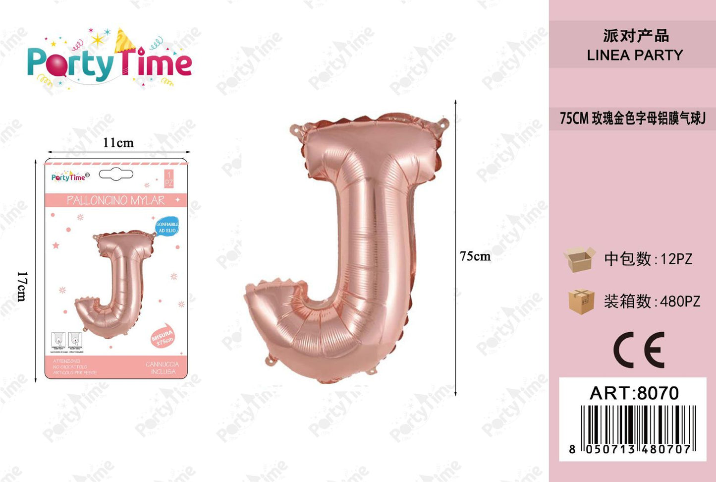 *75CM PALLONCINO IN ALLUMINIO ROSA ORO J